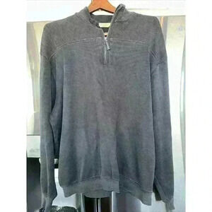 Roundtree‎ And Yorke Mens Size Large 1/4 Zip Long Sleeve Black Sweater